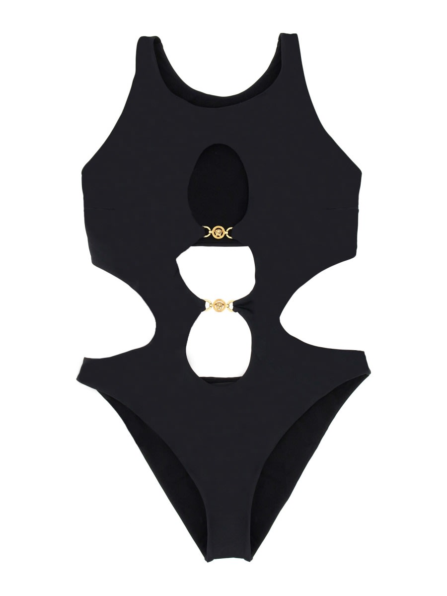 Versace Jellyfish One-piece Swimsuit In Black