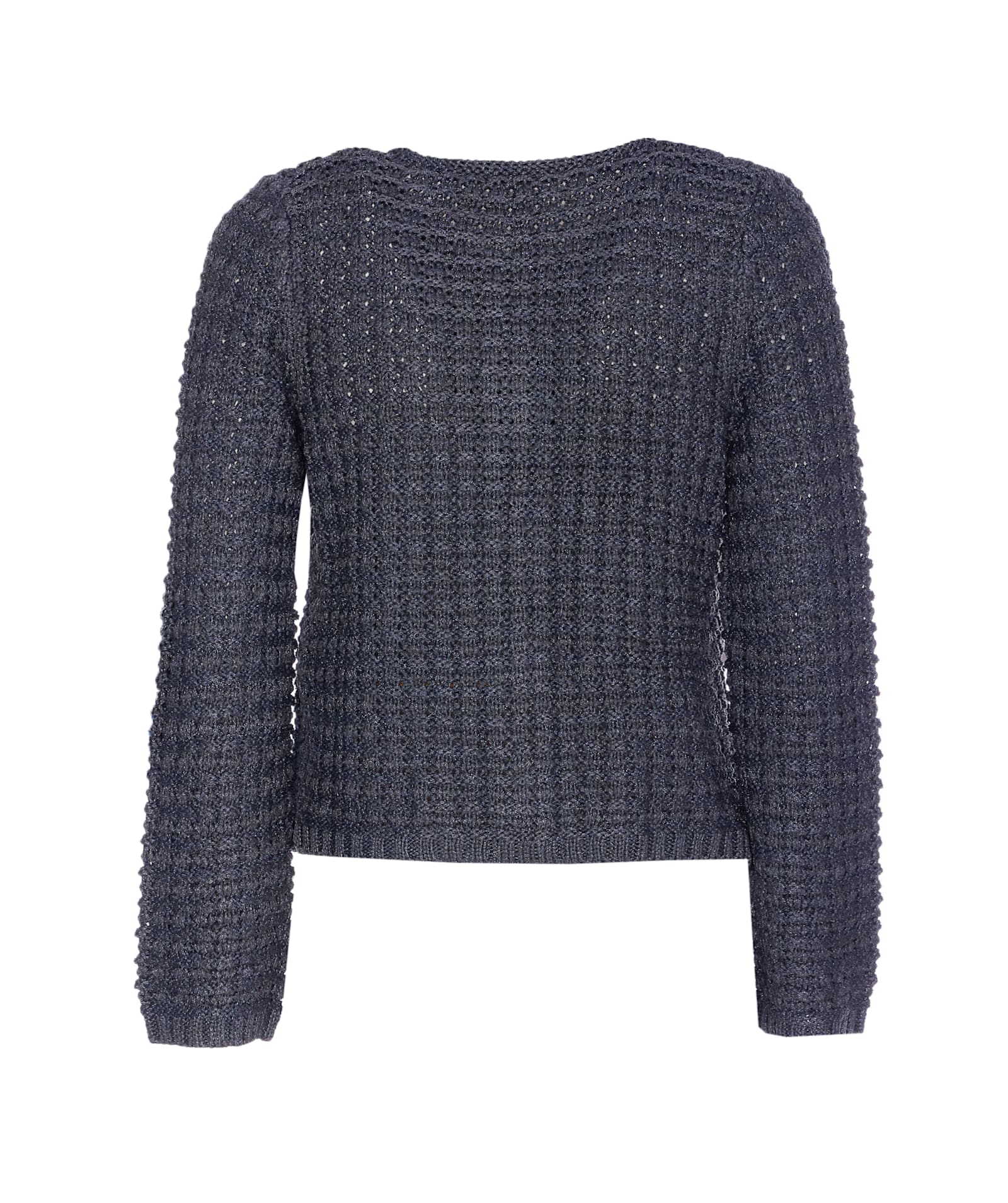 Liu •jo Crewneck Knitted Jacket Frontal Pockets In Blue