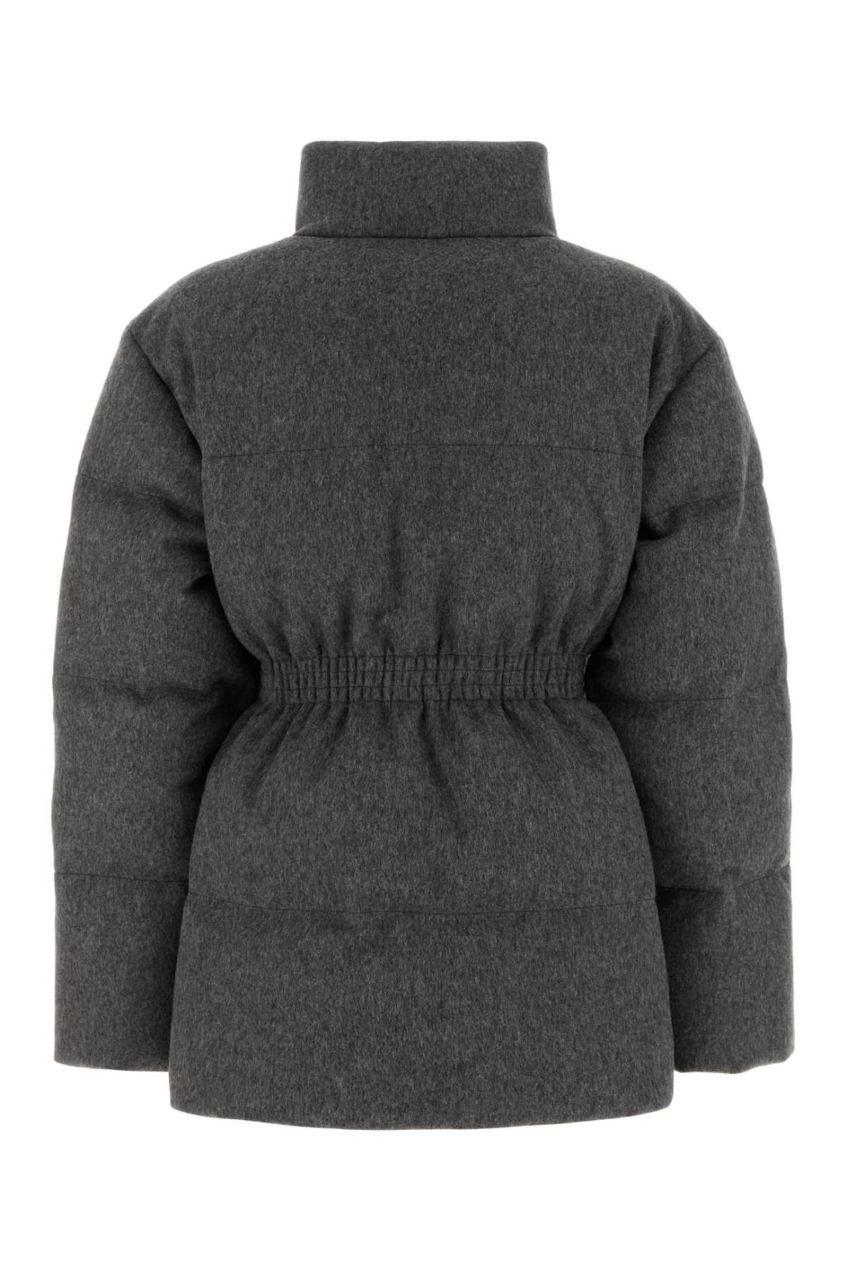 Prada Women Check Logo Down Jacket In Gray