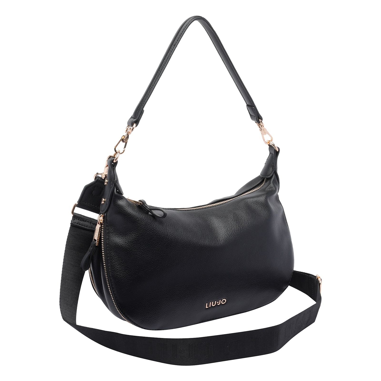 Liu •jo Curved Zip-detail Shoulder Bag In Black