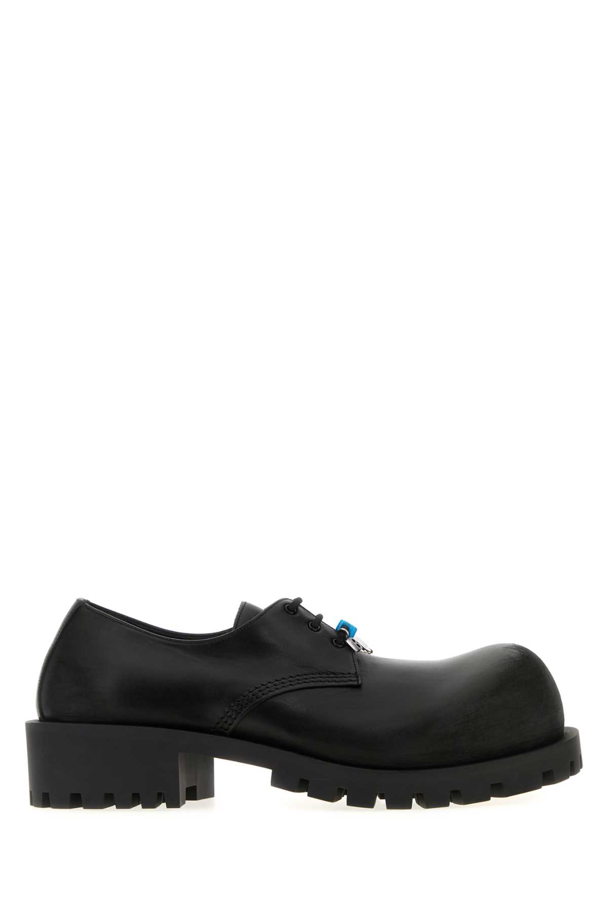 Black Leather Hummer Lace-up Shoes