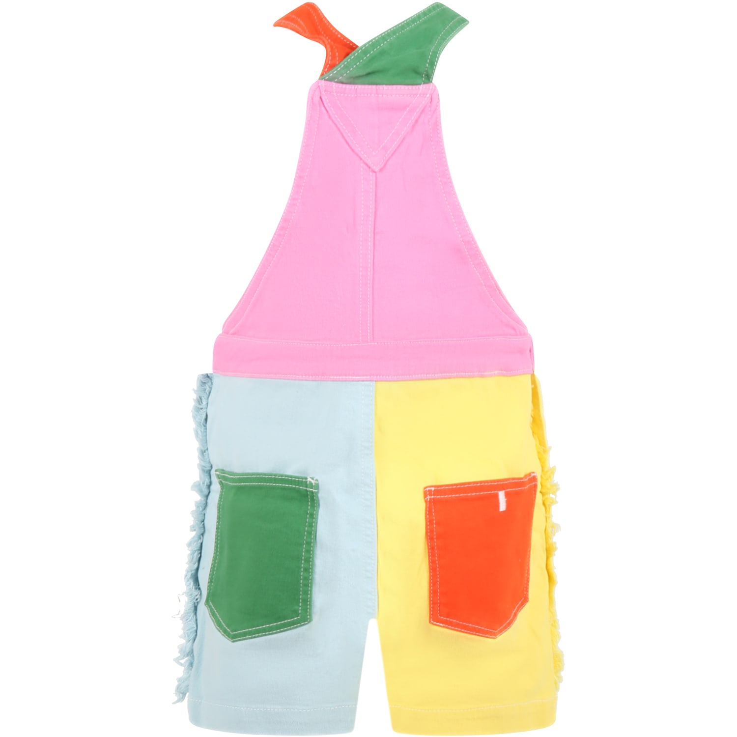 Shop Stella Mccartney Multicolor Dungarees For Girl With Parrots