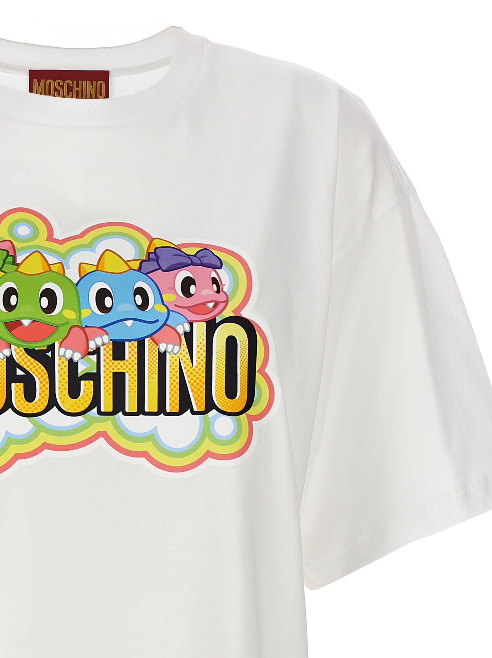 Shop Moschino Bubble Bobble T-shirt In White