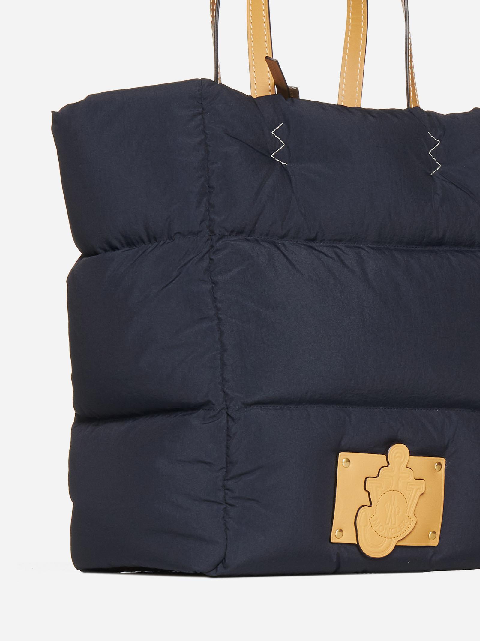 Shop Moncler Genius Nylon And Leather Tote Bag In Blue