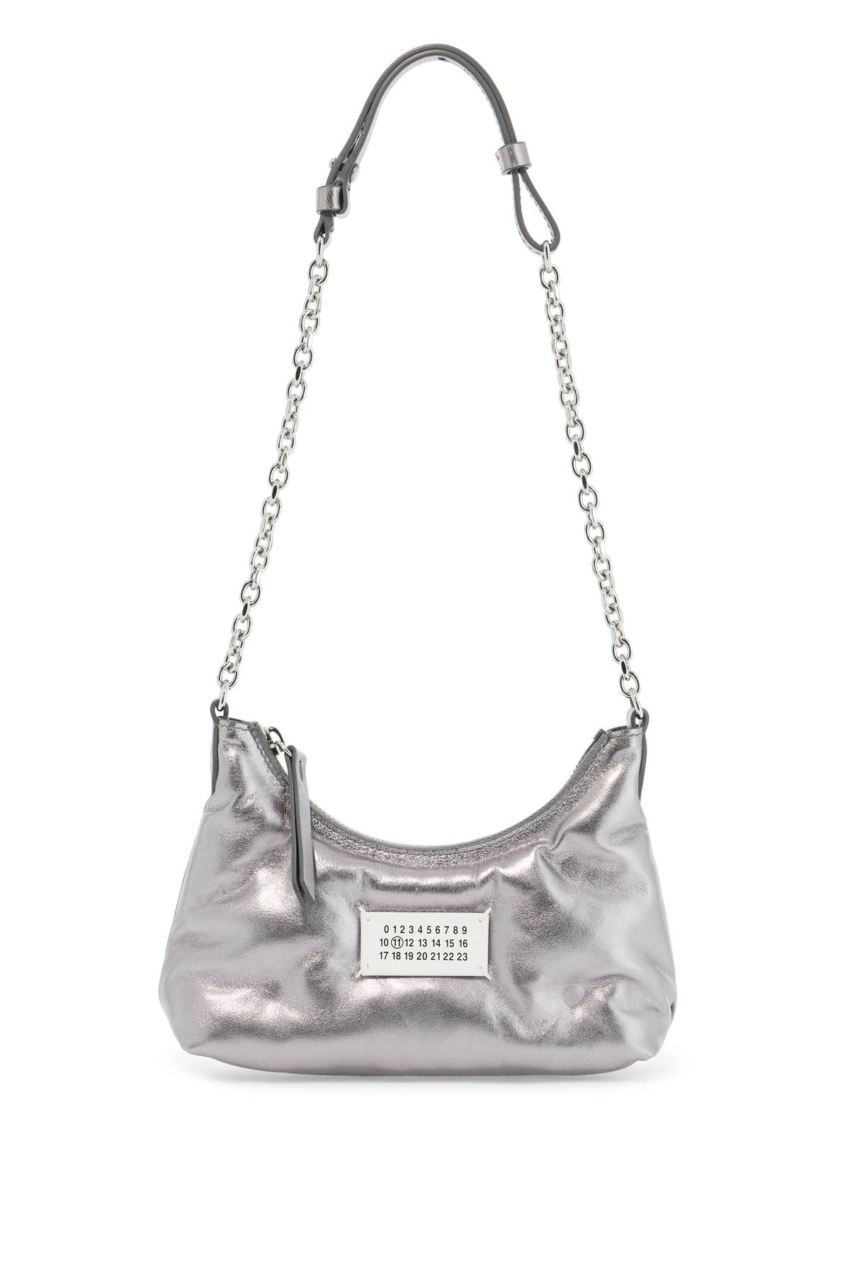 Shop Maison Margiela Glam Slam Micro Hobo Bag In Metallic Grey (metallic)