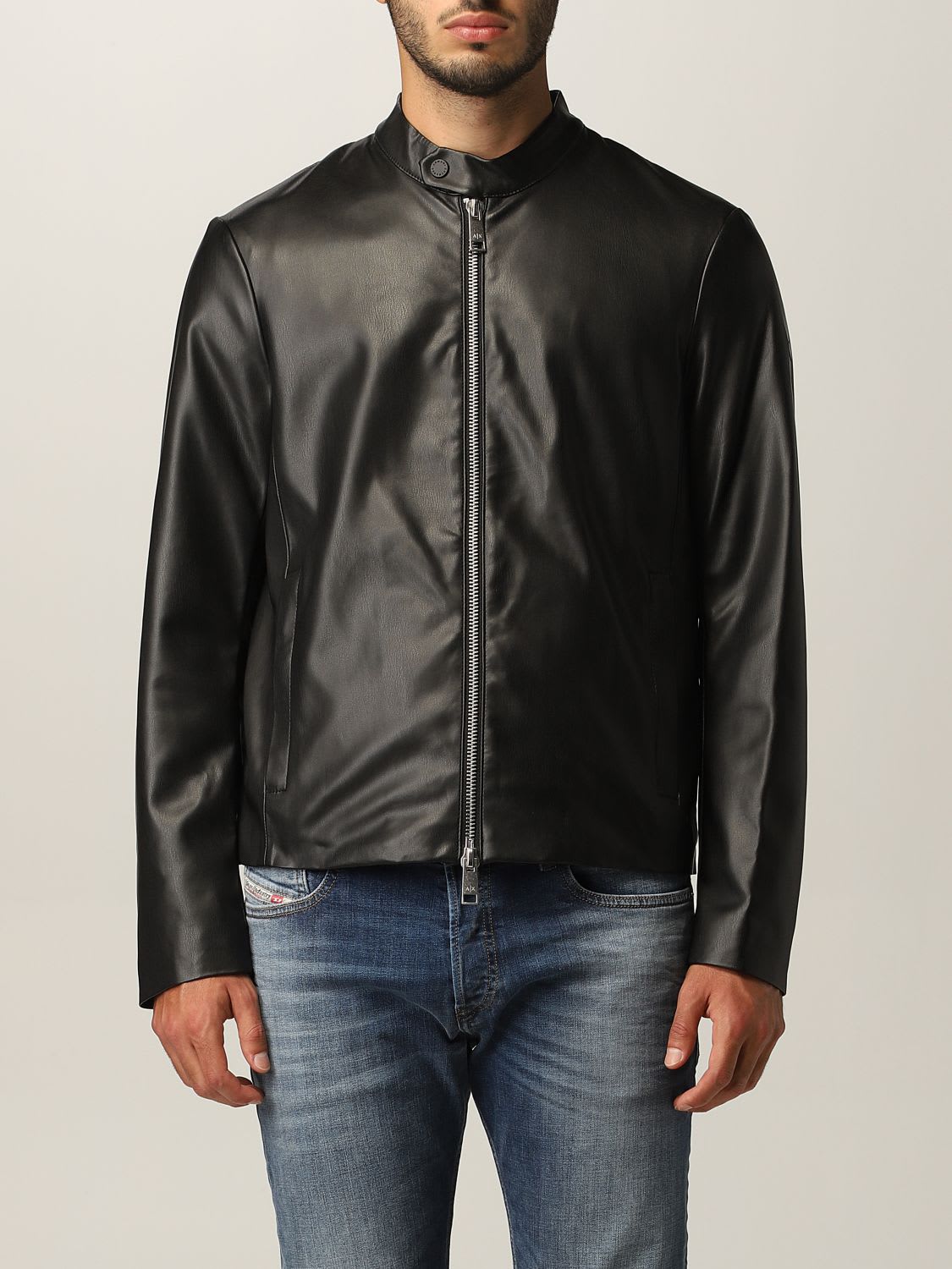 Armani Collezioni Armani Exchange Jacket Armani Exchange Biker Jacket In Synthetic Leather