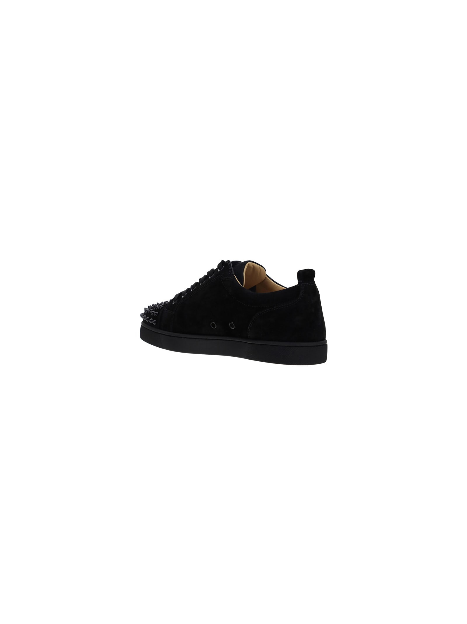 Shop Christian Louboutin Louis Junior Spikes Veau Velours Sneakers In Black
