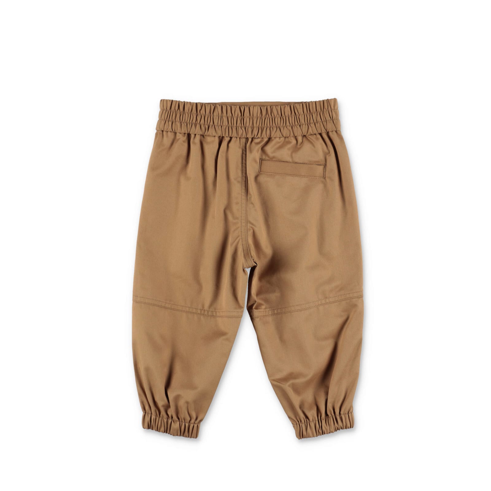 Shop Burberry Pantaloni Beige In Gabardine Di Cotone Baby Boy