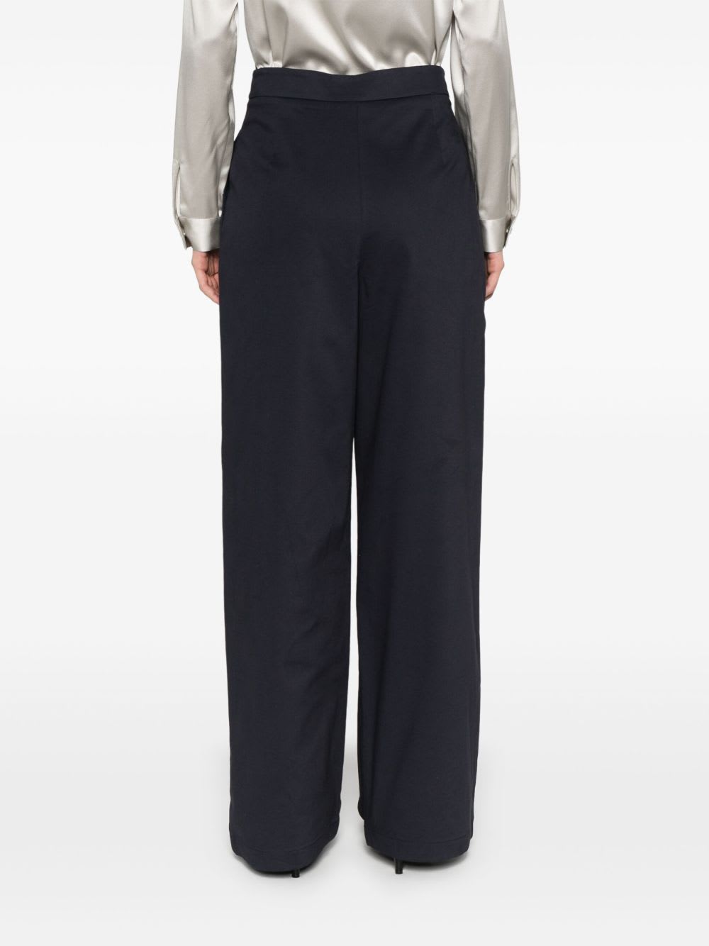 Emporio Armani Technical-cady Trousers With Elasticated Waistband In Blue