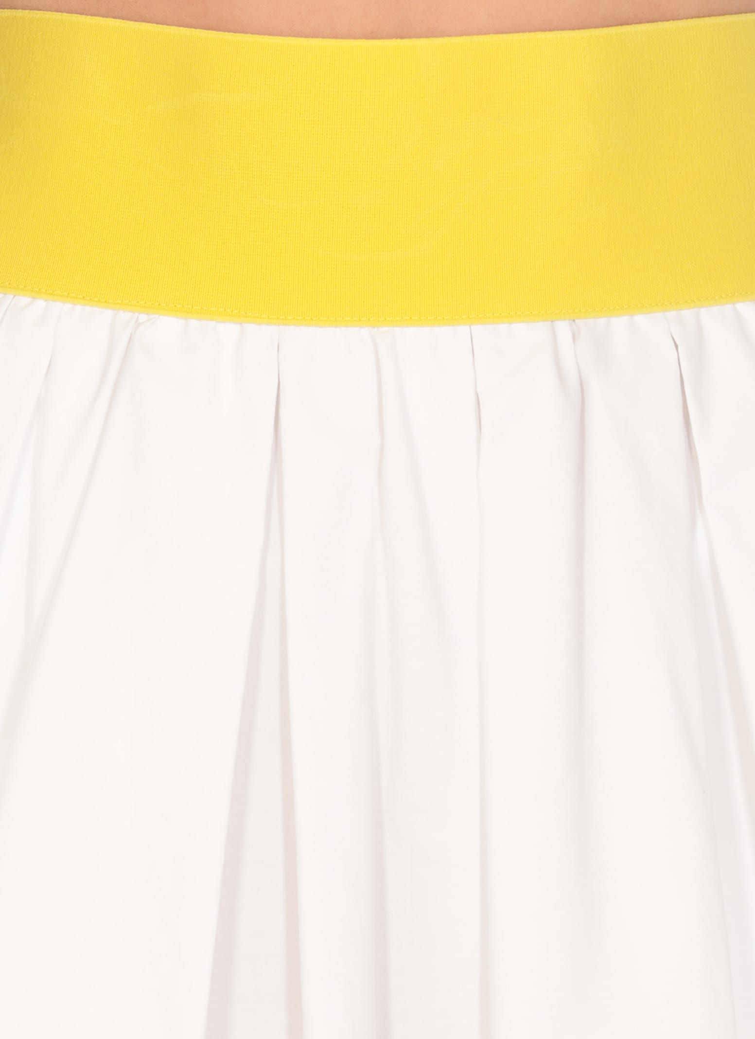 Msgm White Skirt With Contrasting Waist And Pleated Details In Fabric Woman