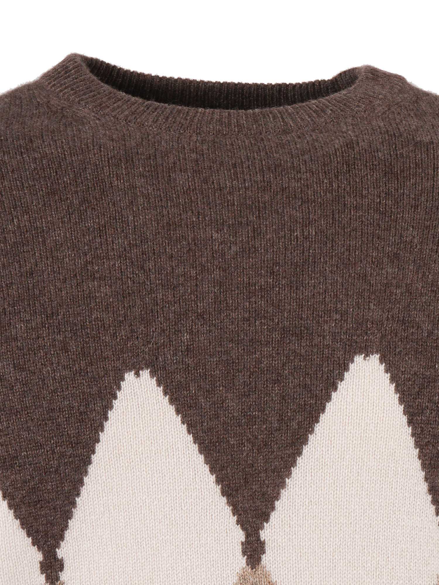 Ballantyne Diamond-patterned Round-neck Sweater In Brown