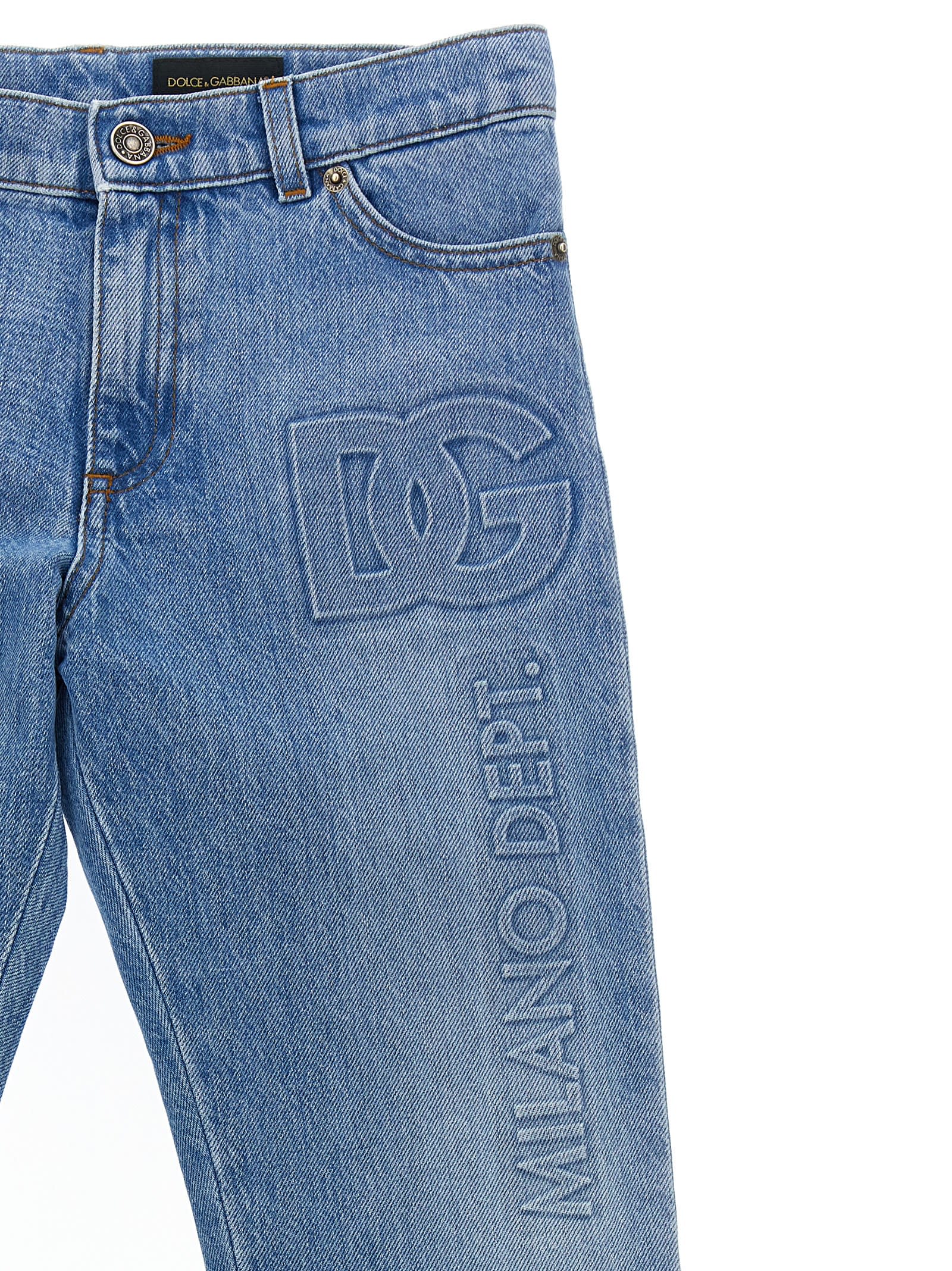 Shop Dolce & Gabbana Logo Jeans In Light Blue