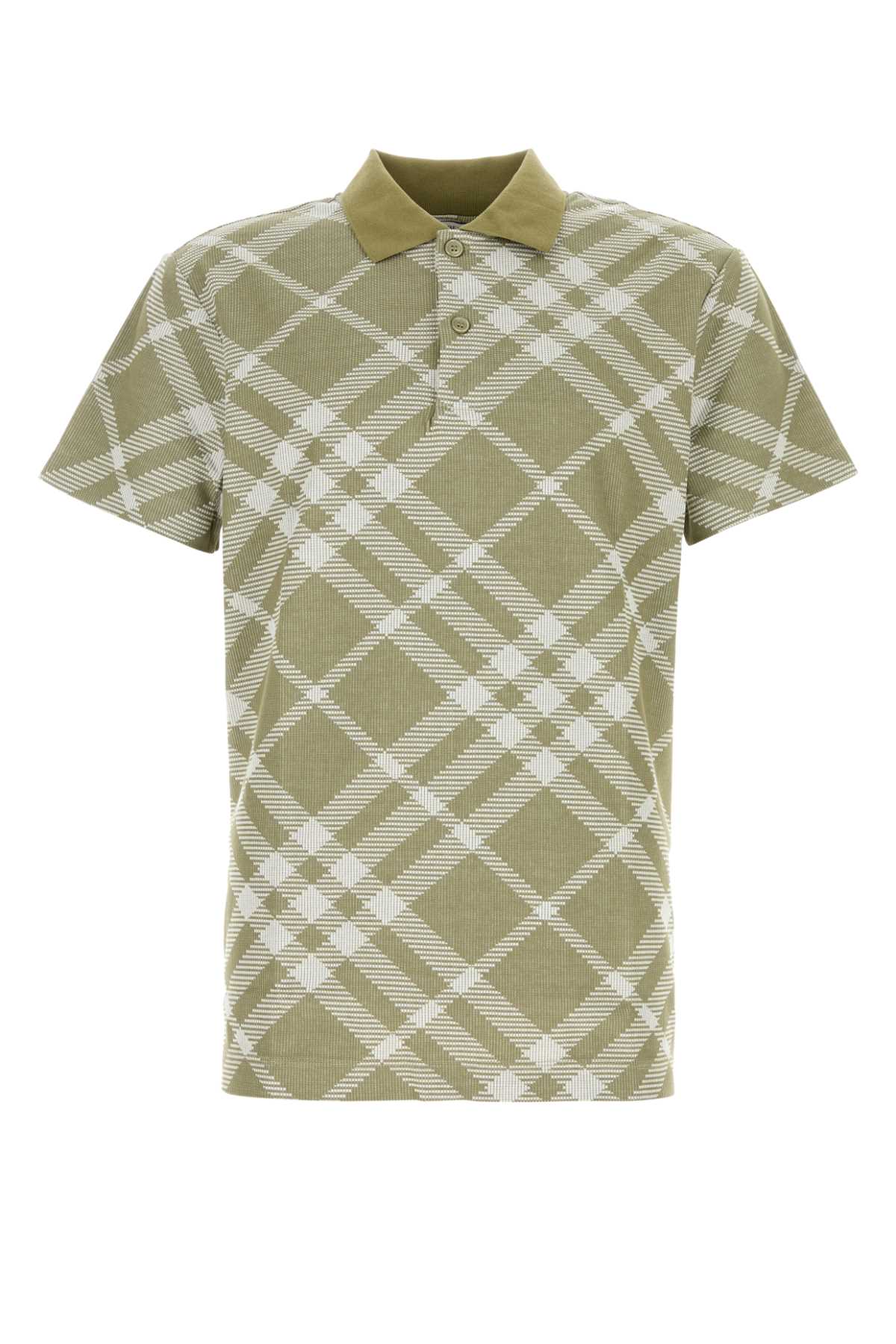 Shop Burberry Printed Stretch Cotton Blend Polo Shirt In Dhunterwhipcheck