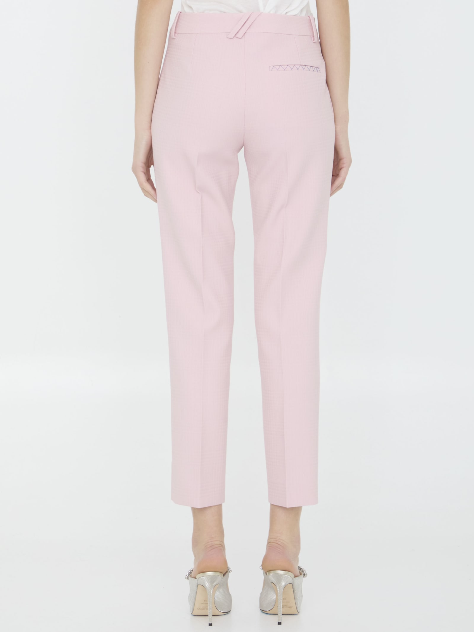Shop Burberry Wool Tailored Trousers In Pink