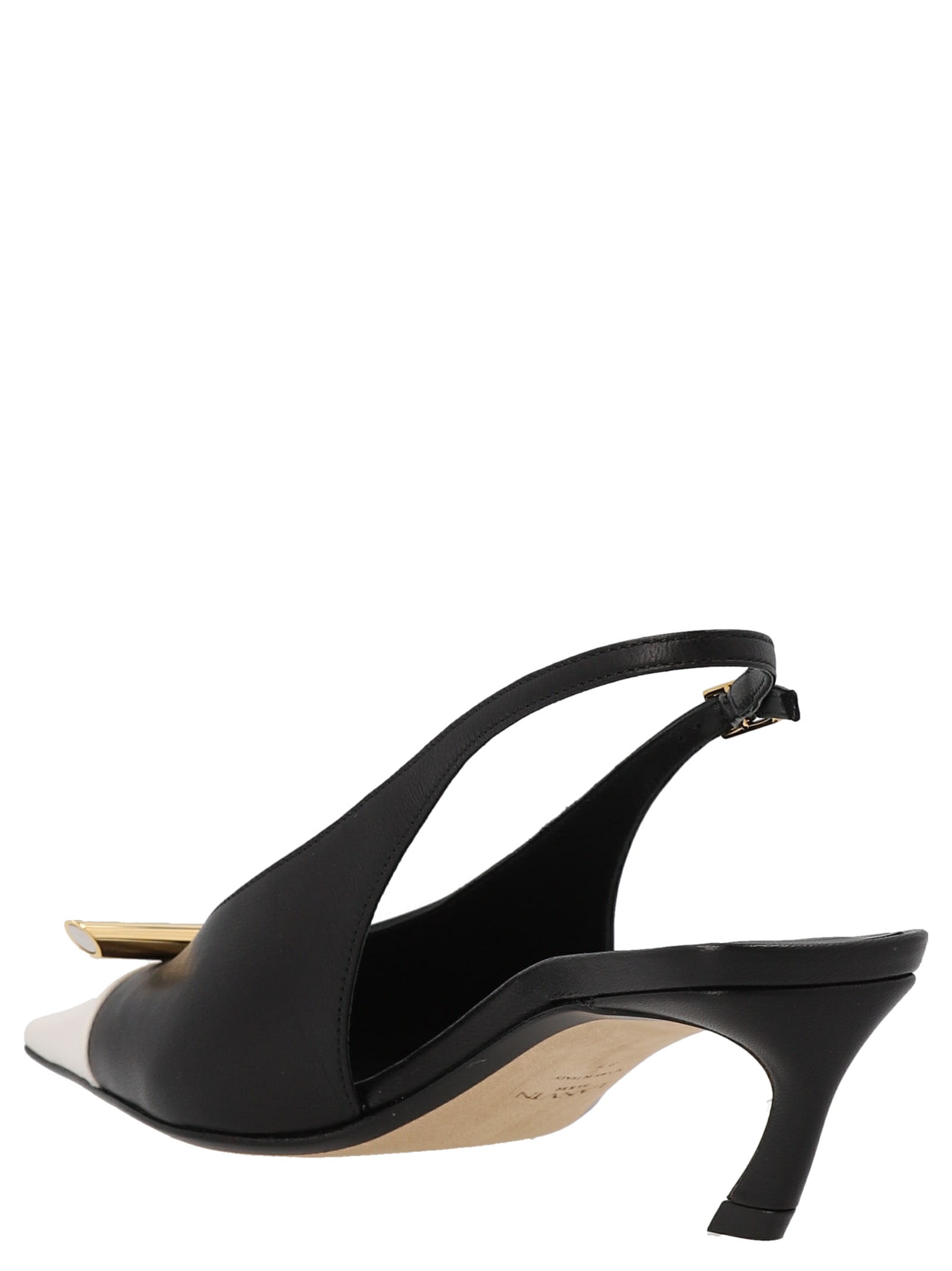 Shop Lanvin Bico Slingbacks In White/black