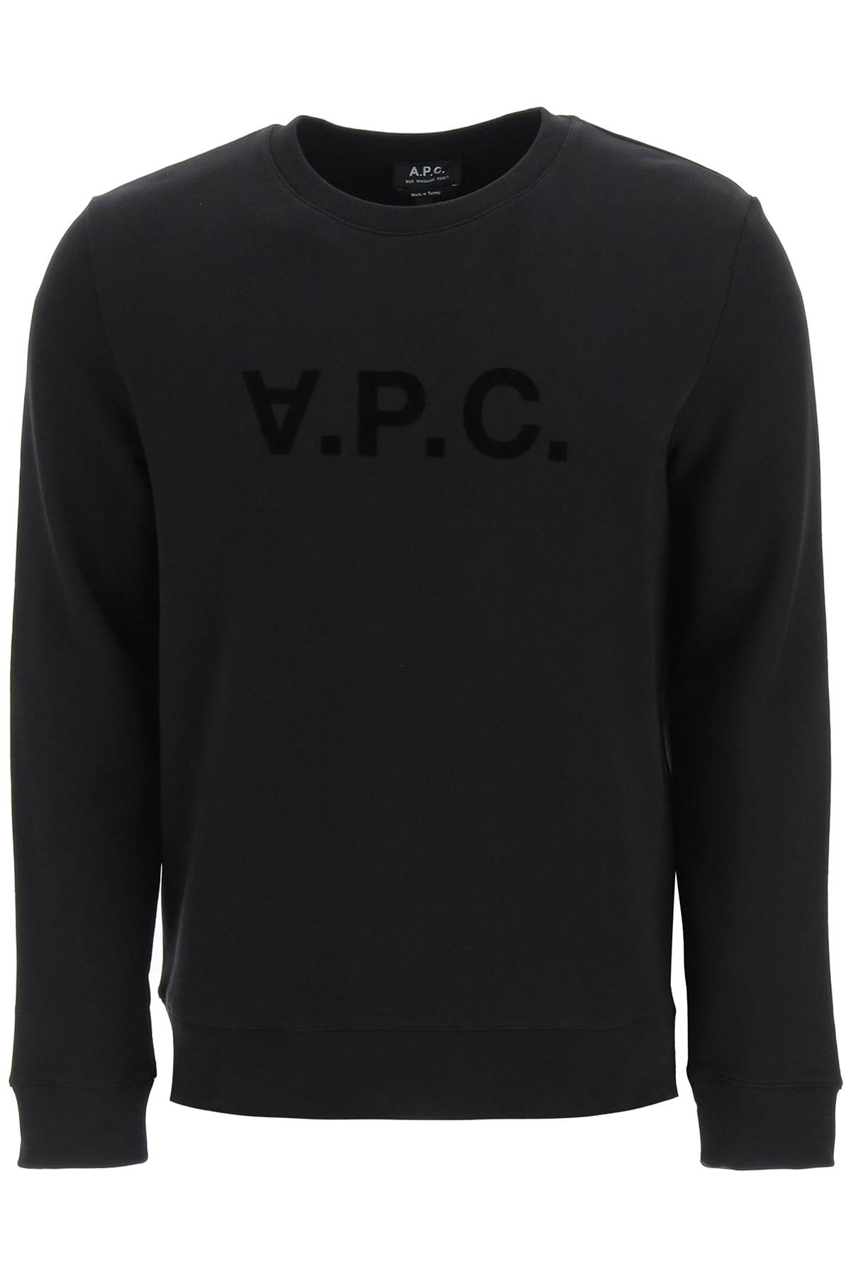 Shop Apc Flock V.p.c. Logo Sweatshirt Fleece In Black