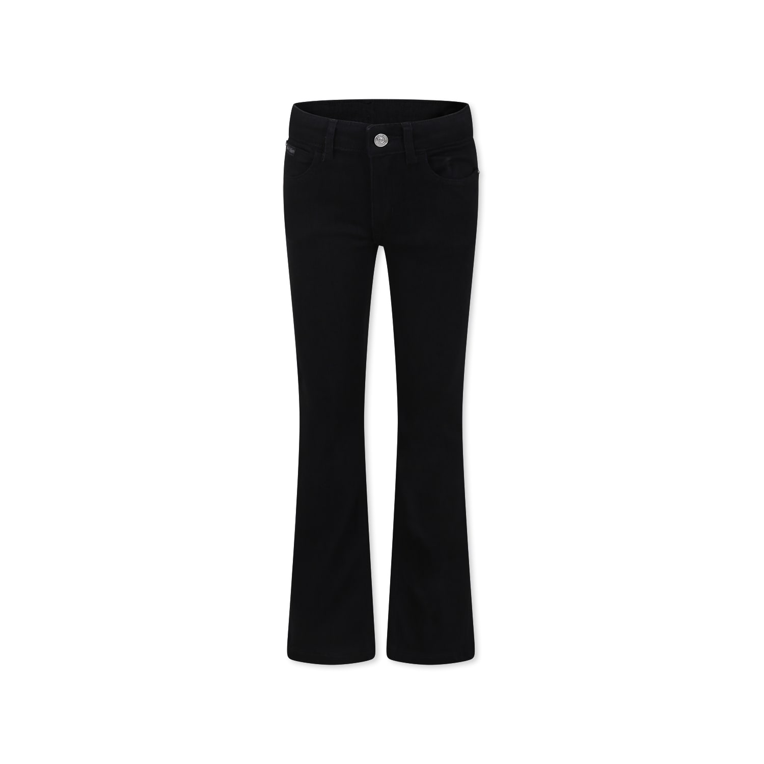 Calvin Klein Black Jeans For Girl With Logo In Black