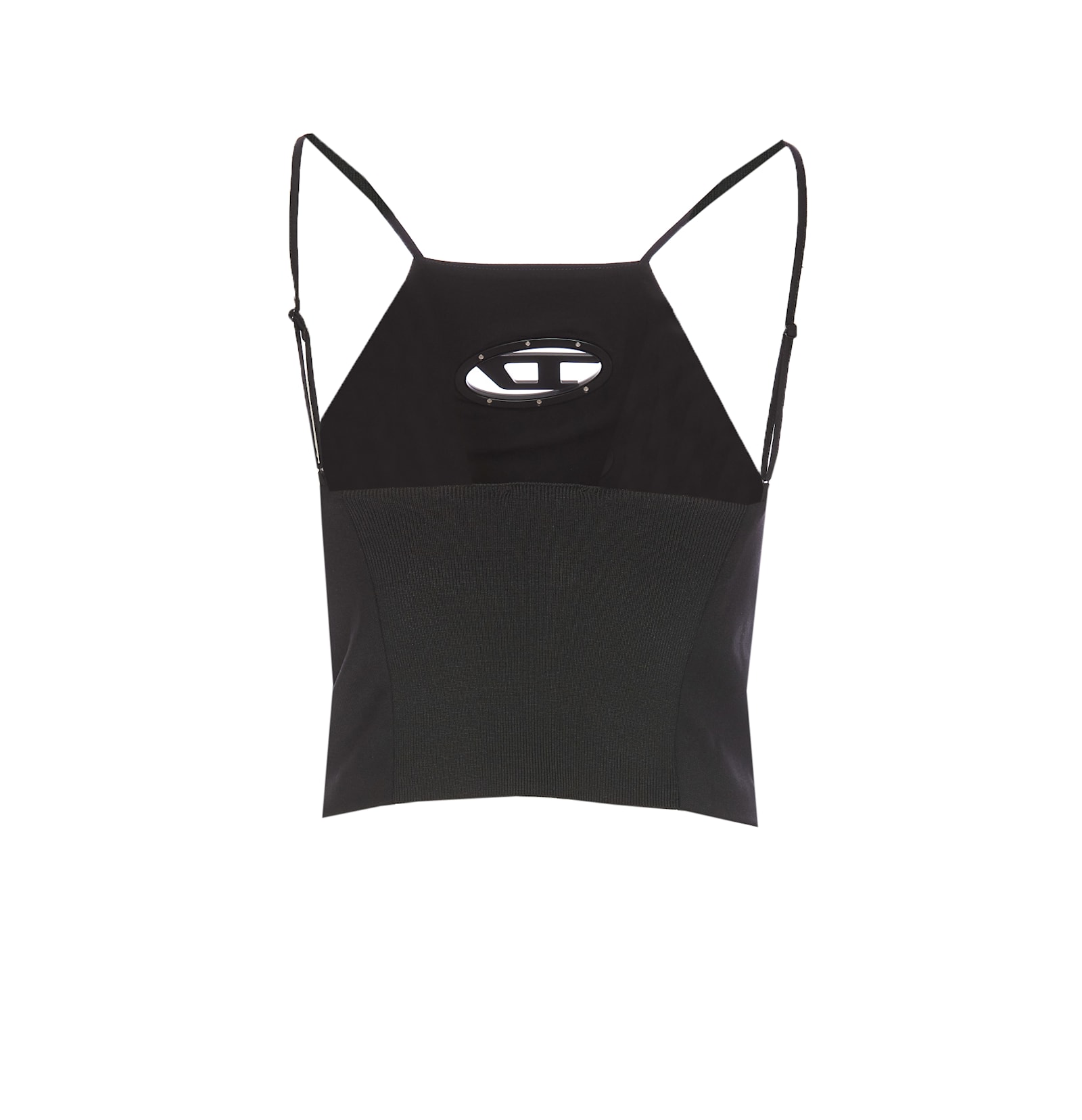 Diesel Women Black Stretch Polyester Blend T-wilight Top In Black