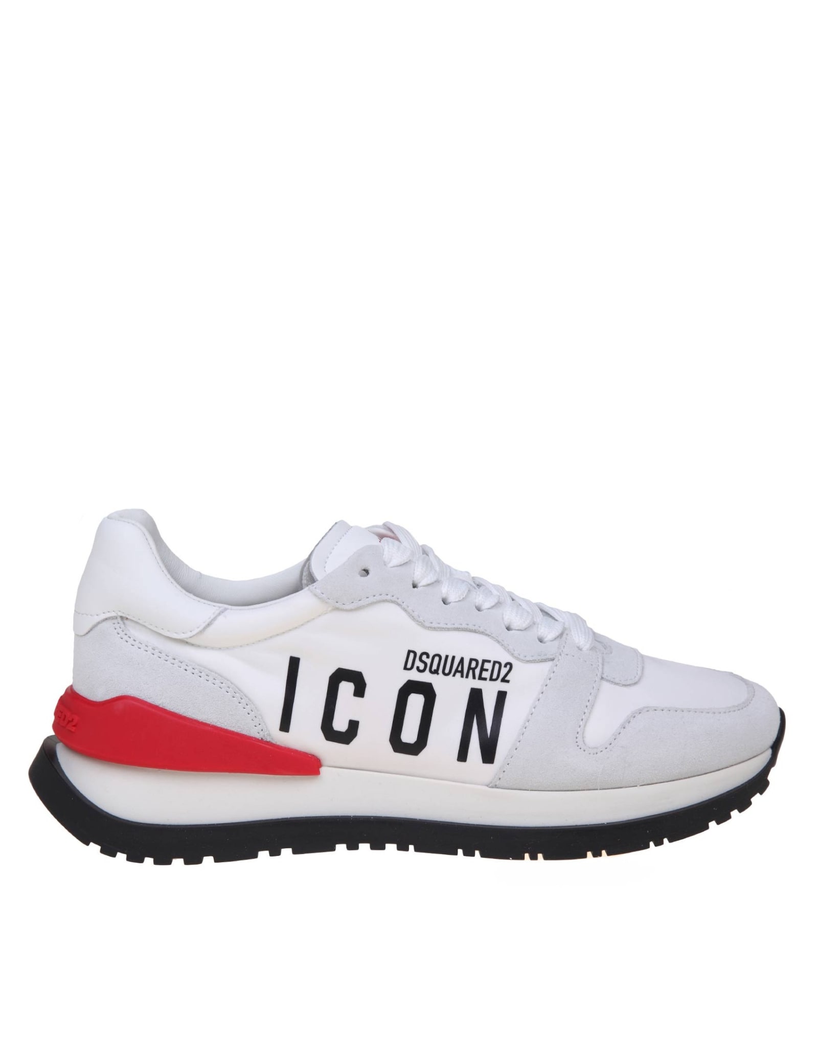 Shop Dsquared2 Suede And Nylon Running Sneakers With Logo In White/red