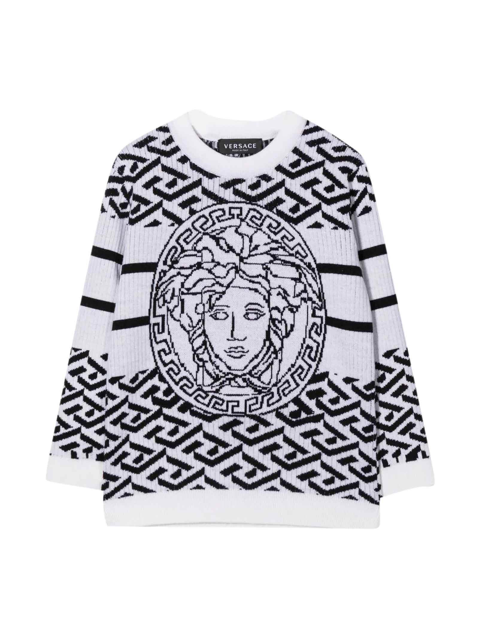 Young Versace White / Black Sweater Unisex Kids