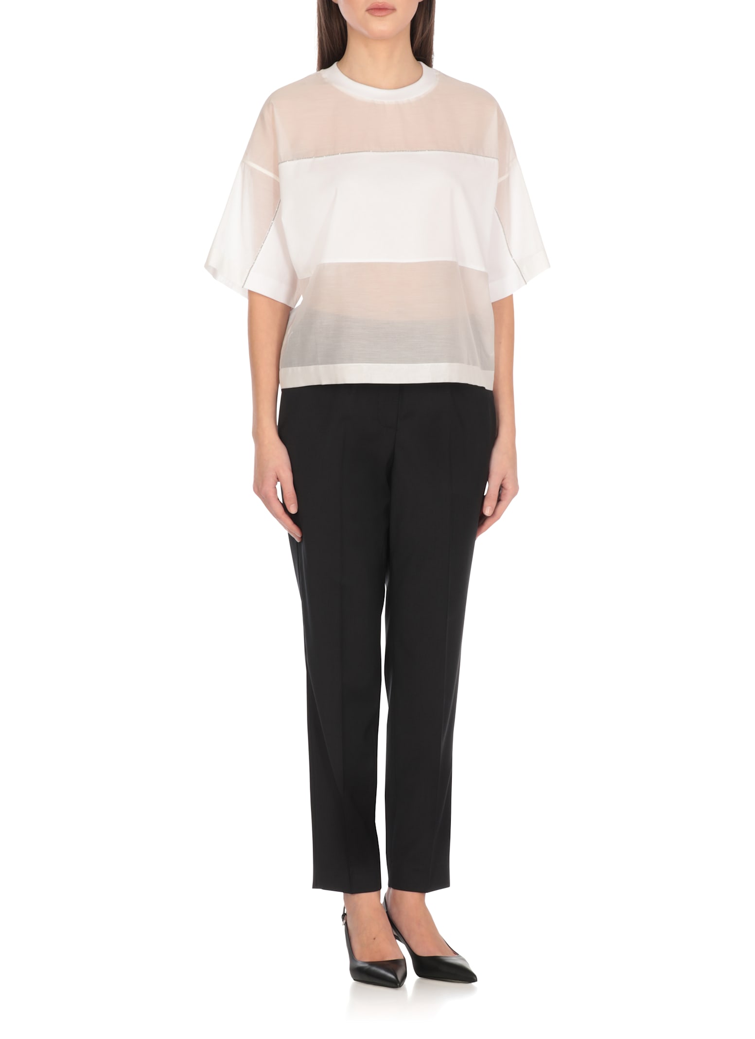 Peserico White Cotton And Silk T-shirt