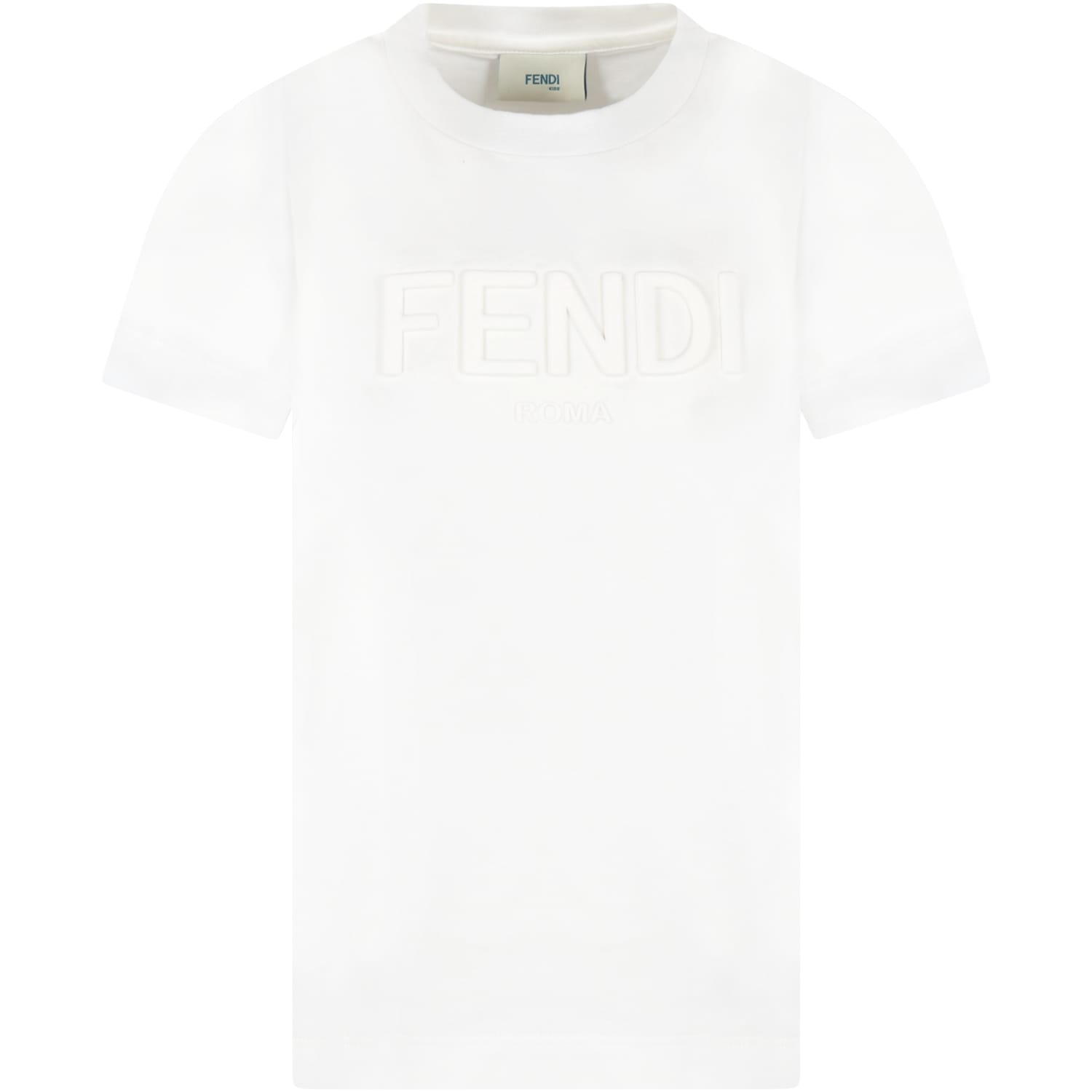 Fendi White T-shirt For Kids With Vertigo Logo