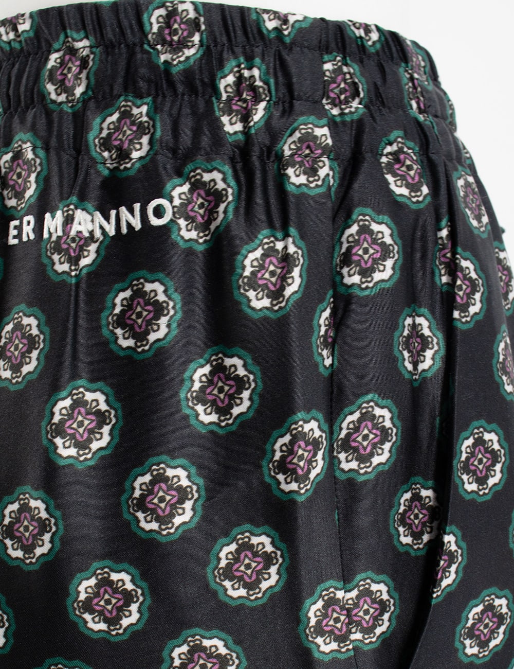 Shop Ermanno Firenze Trousers In Nero/verde Bosco