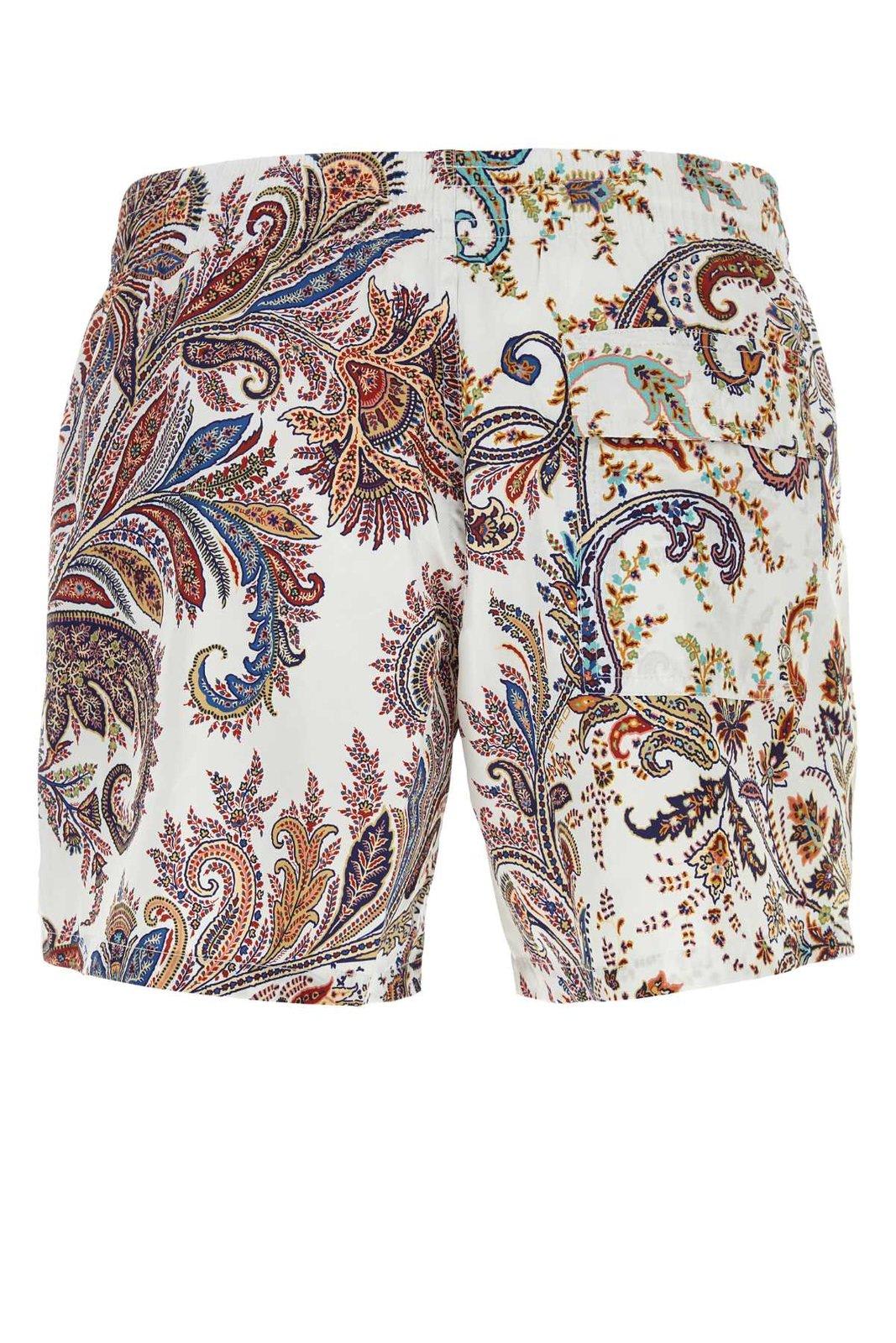 Shop Etro Paisley-printed Swim Shorts
