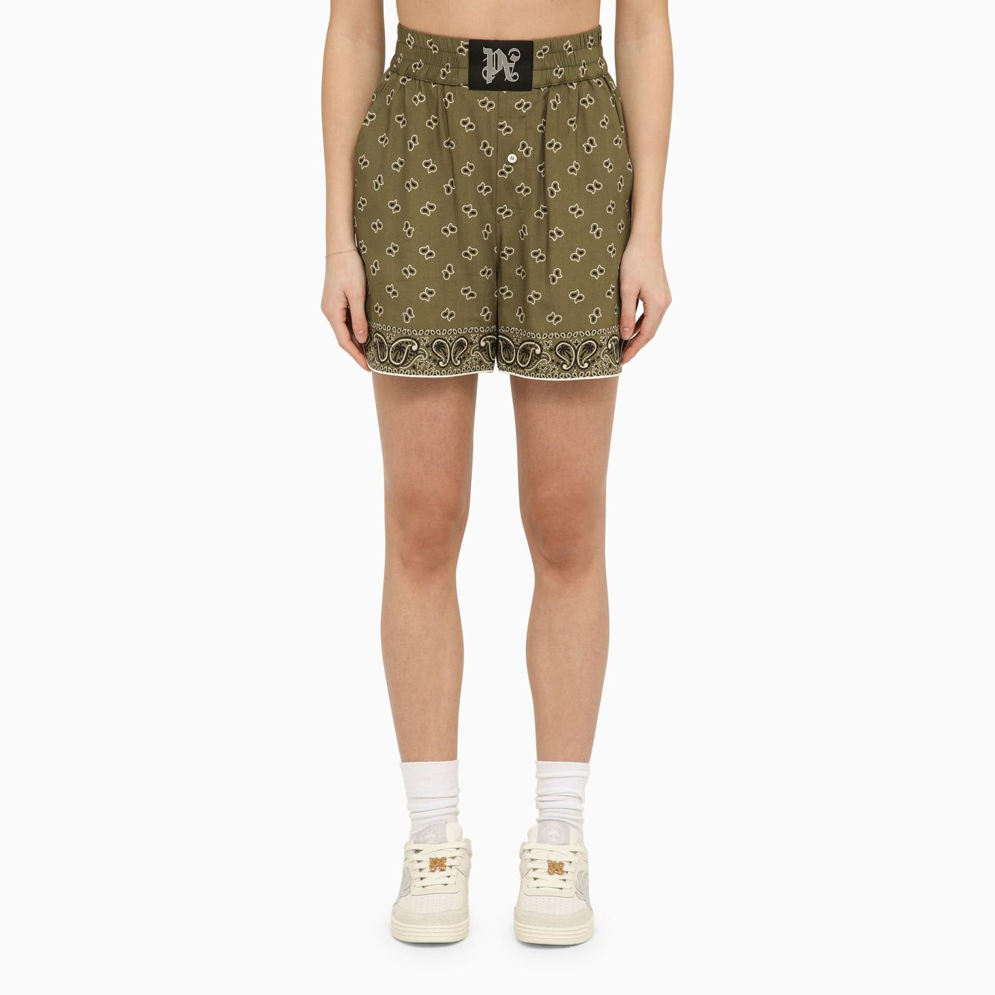 Shop Palm Angels Boxer Shorts With Military Green Print