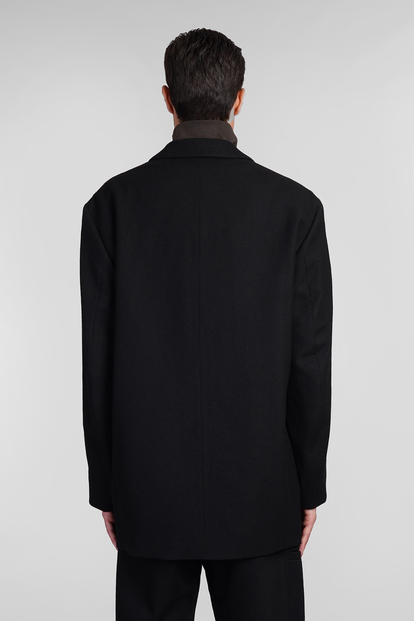 Shop Lemaire Coat In Black Wool