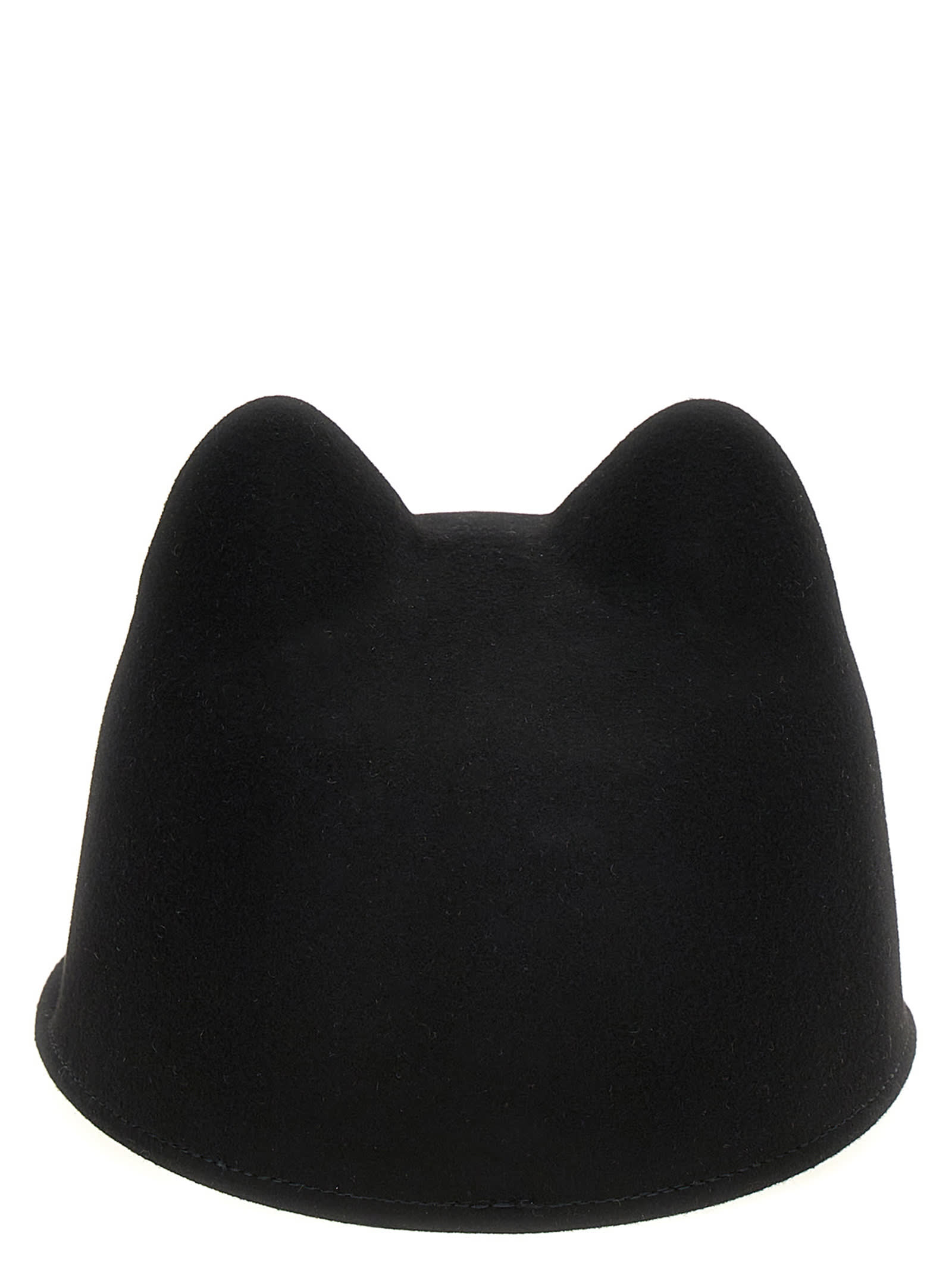 Maison Michel 'jamie' Cat Ear Curved Brim Hat In Black