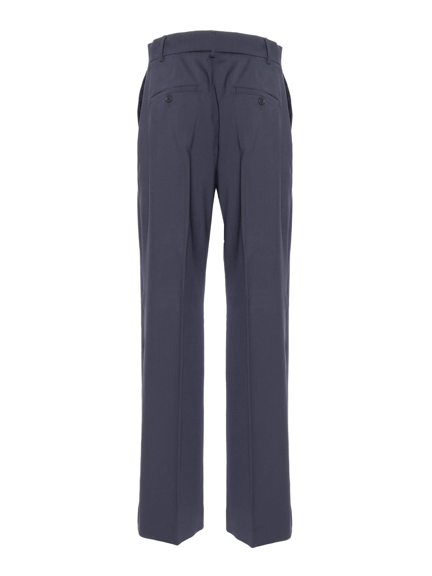 Shop Weekend Max Mara Visivo Navy Long Trousers In Blue