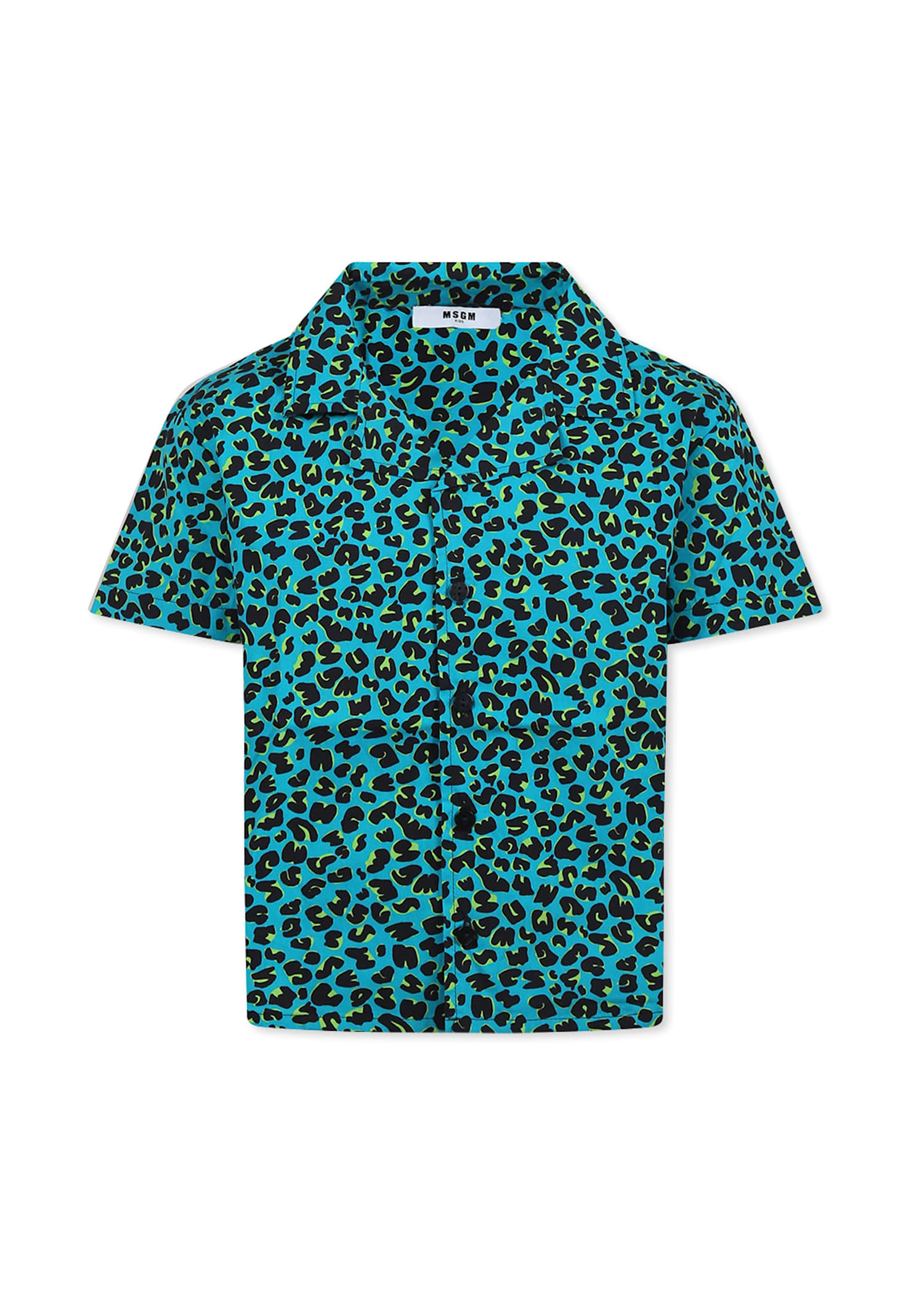 Msgm Green Shirt For Boy With Spotted Print In Green