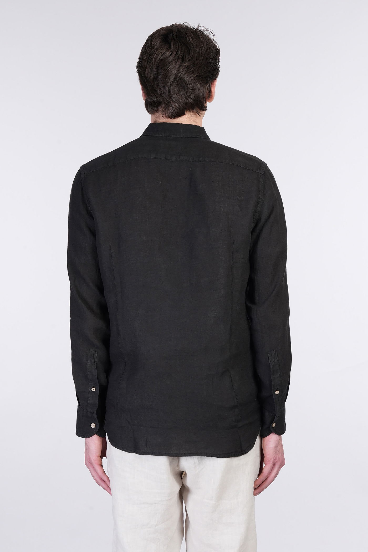 Mc2 Saint Barth Pamplona Shirt In Black Linen In Black