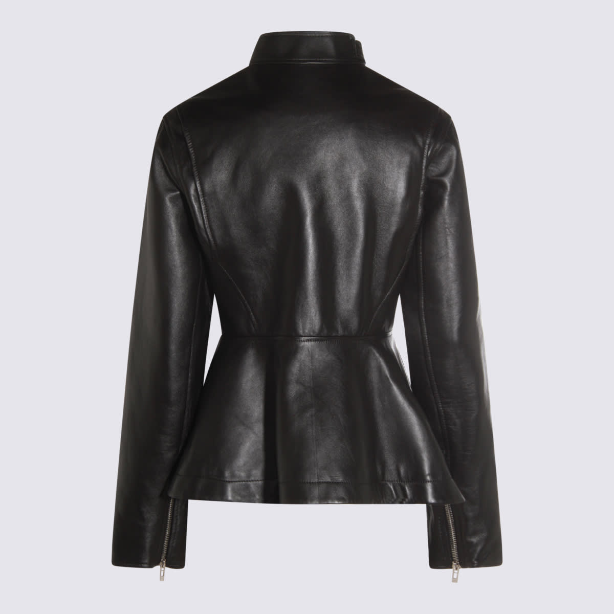 Alaïa Womens Noir Alaia Peplum Band-collar Leather Jacket In Black