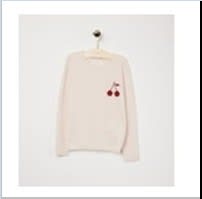 Bonpoint Kids' Pin Sweater For Girl With Cherries In Pink