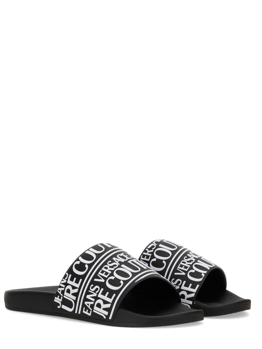 Versace Jeans Couture Sandal With Logo In Black