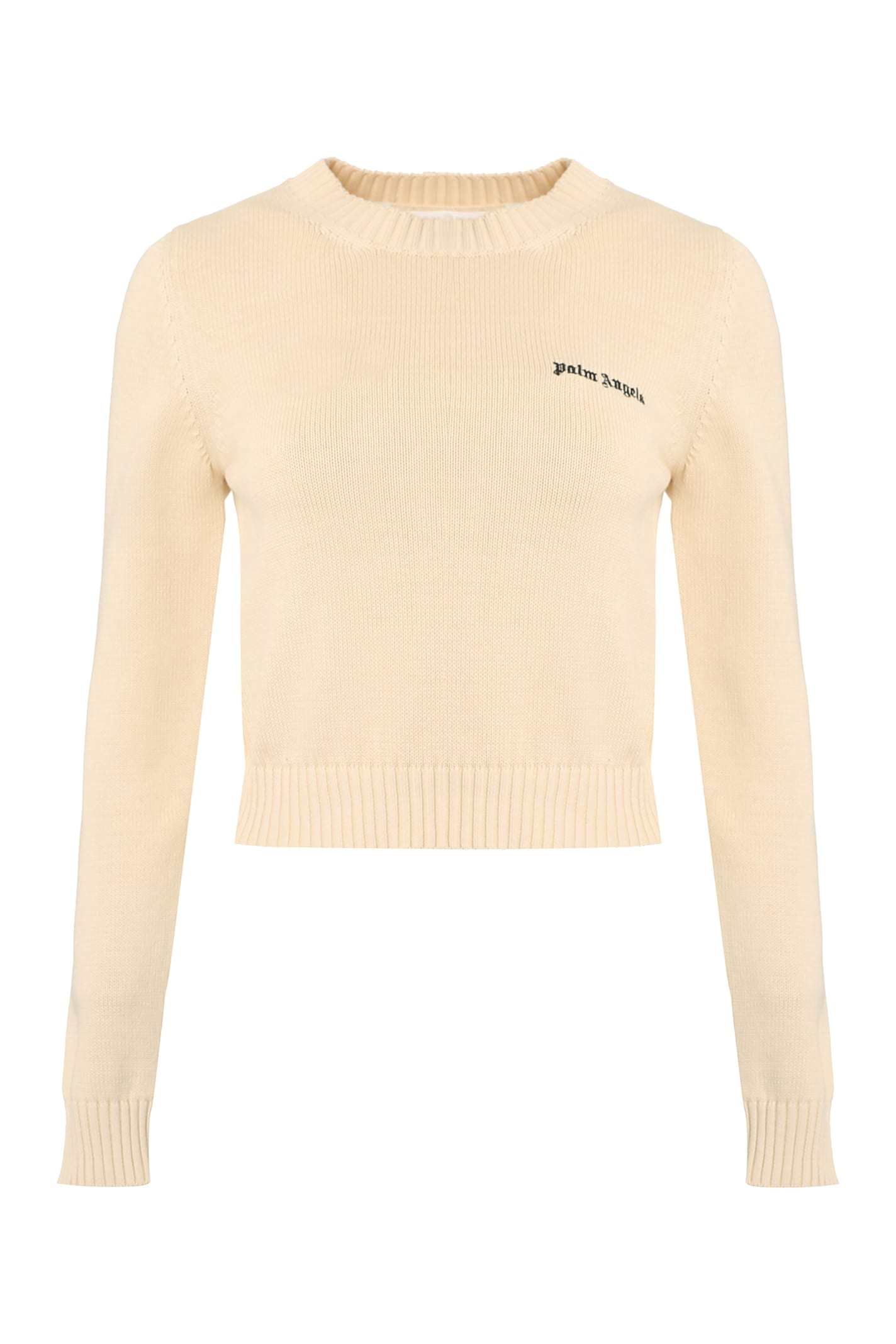 Palm Angels Logo Embroidered Crewneck Knitted Jumper