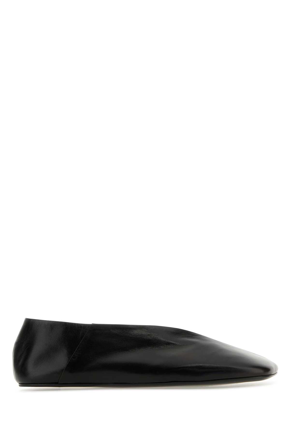 Shop Jil Sander Black Leather Tripon Ballerinas In 001