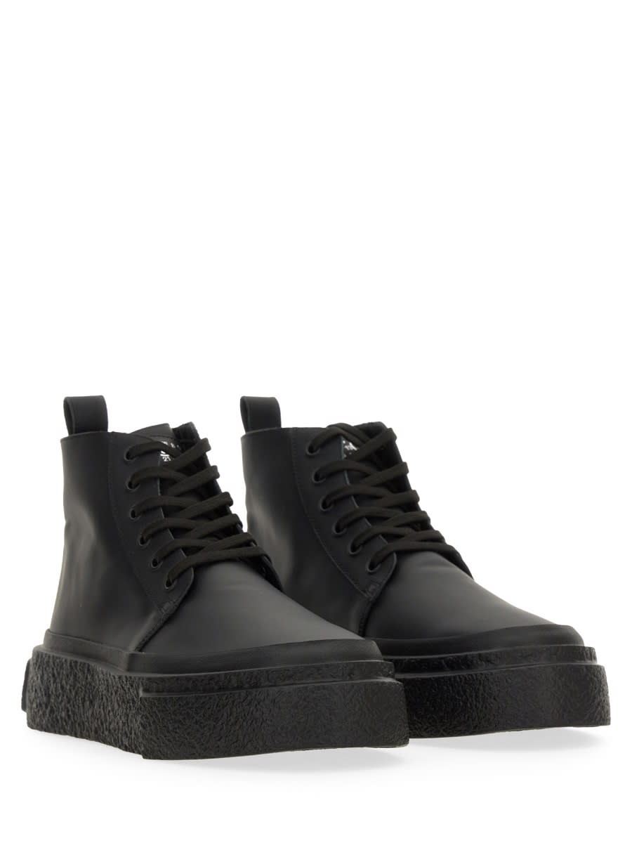 Shop Mm6 Maison Margiela Leather Lace-up Sneaker In Black