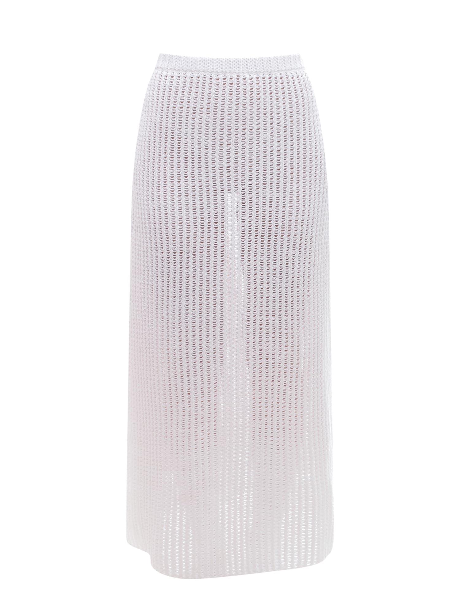 Ferragamo Side-slit Knit Skirt In White