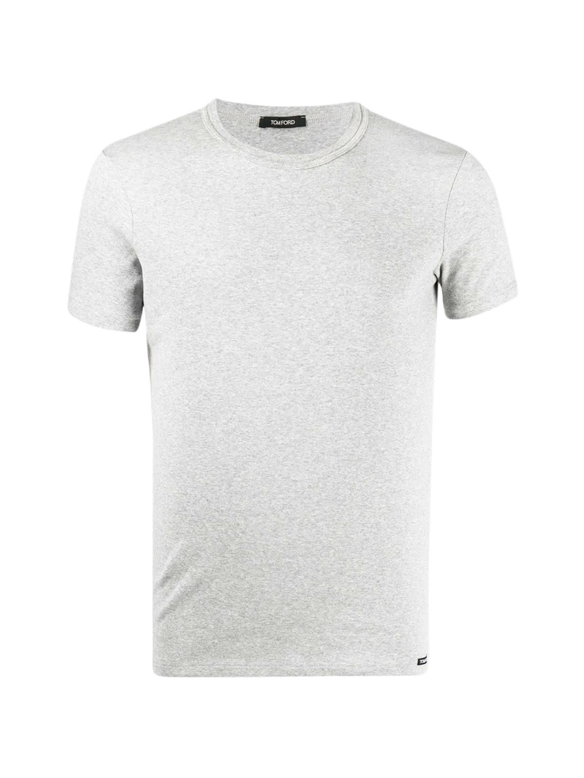 Tom Ford Grey Regular Fit T-shirt With Classic Crew Neckline In Grey