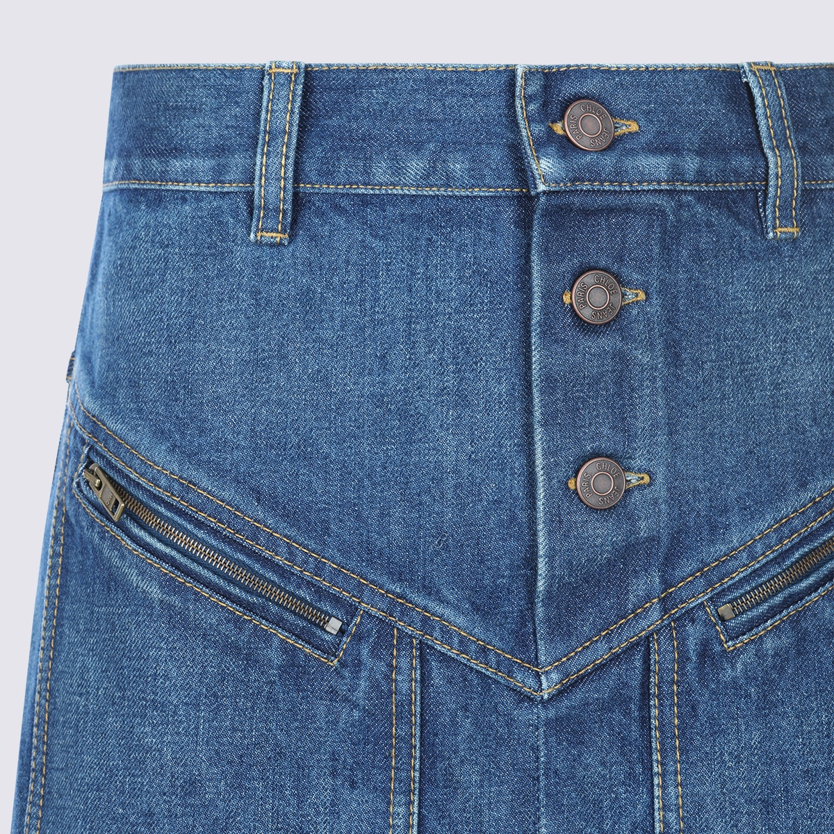 Chloé Blue Cotton Midi Skirt In Blue