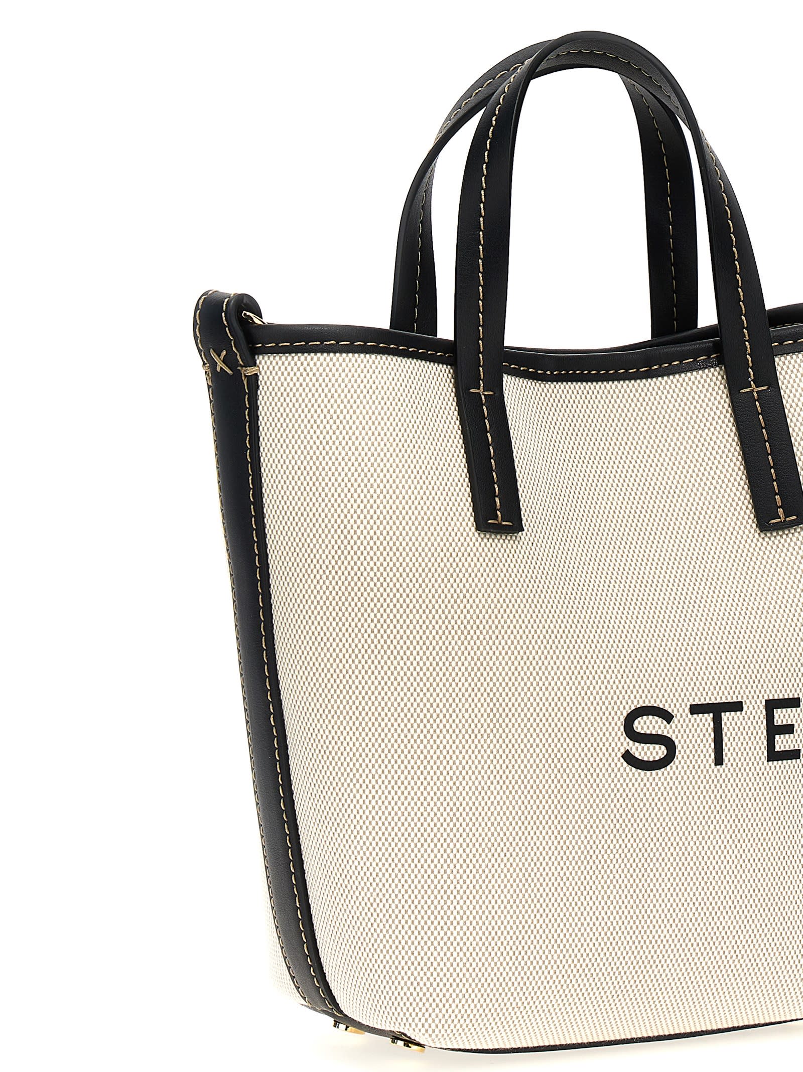 Stella Mccartney Logo Shopping Bag In Beige