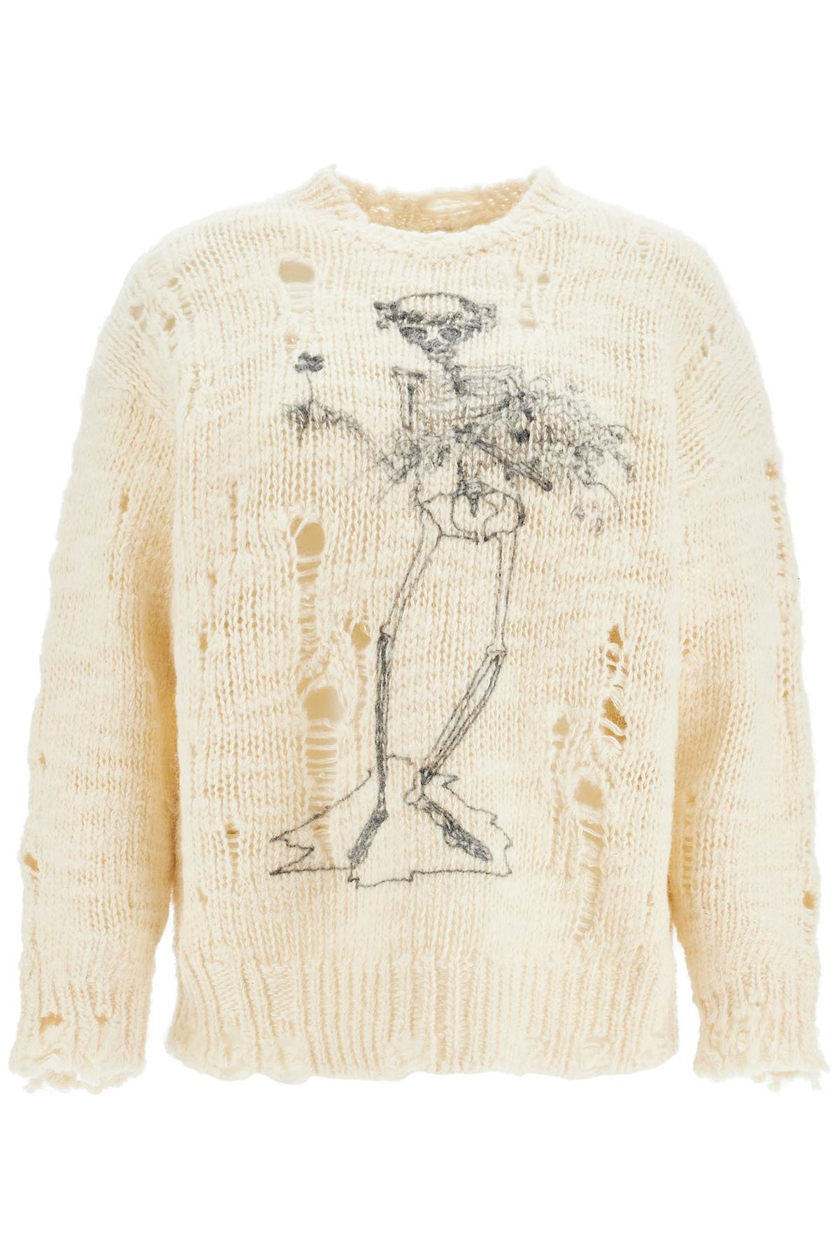 Destroyed Pullover With Skeleton Print.