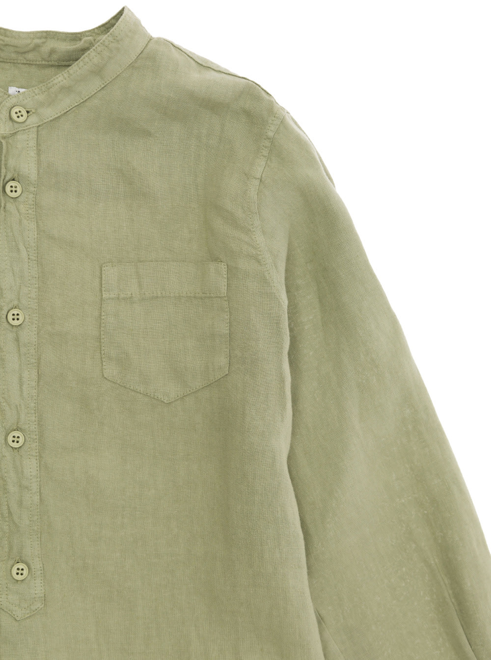 Shop Il Gufo Green Shirt And Shorts Set In Linen Boy