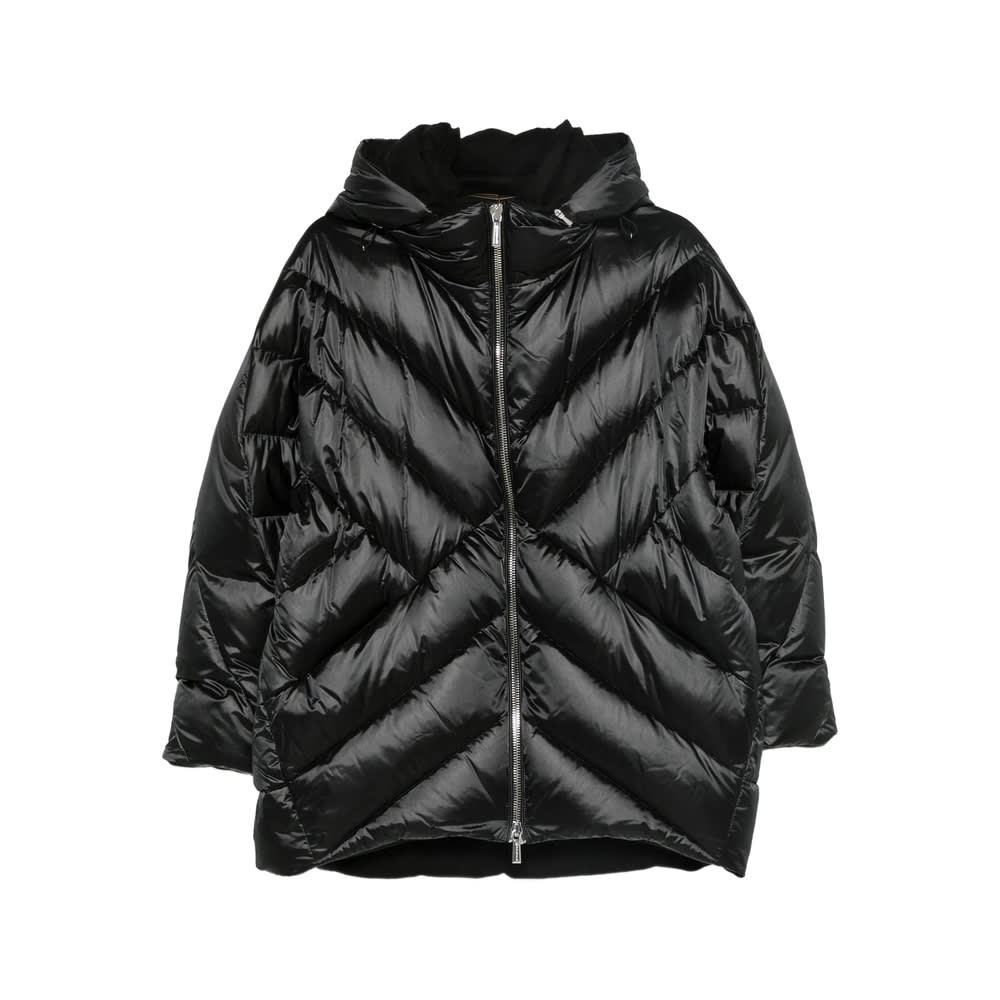 Moorer Wanita Down Jacket With Distinctive Quilted Design In Black