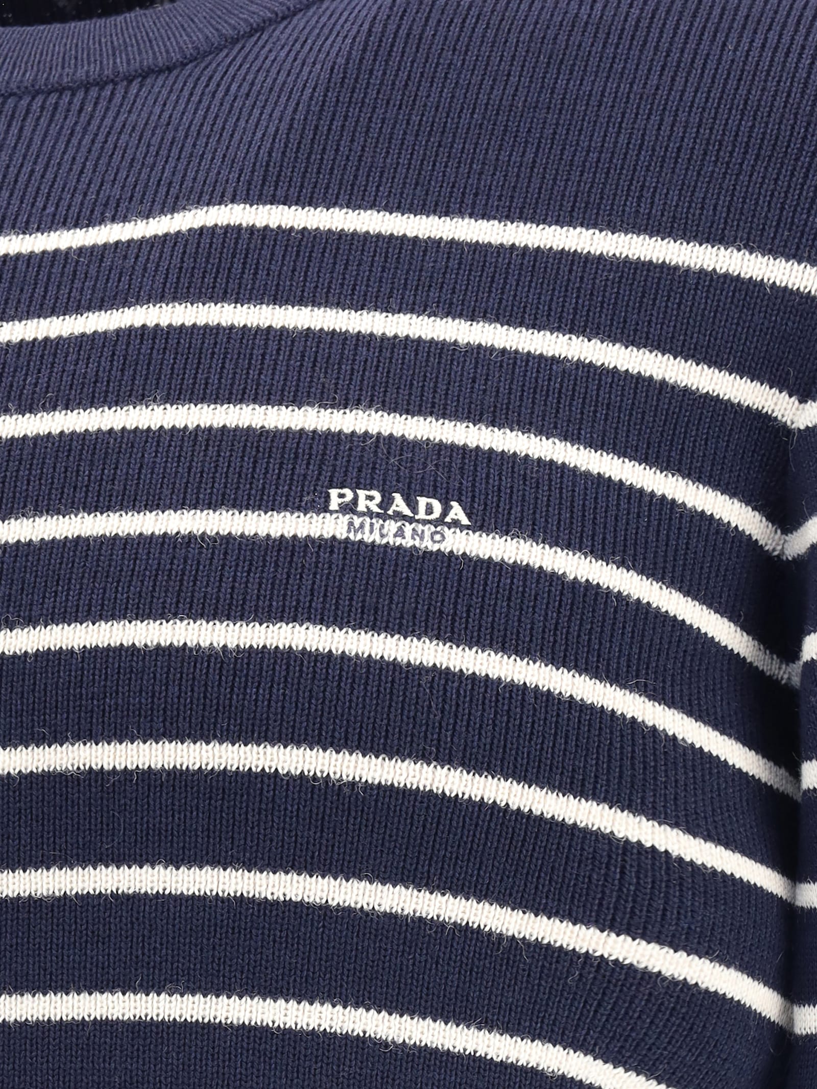 Prada Men Striped Sweater In Blue