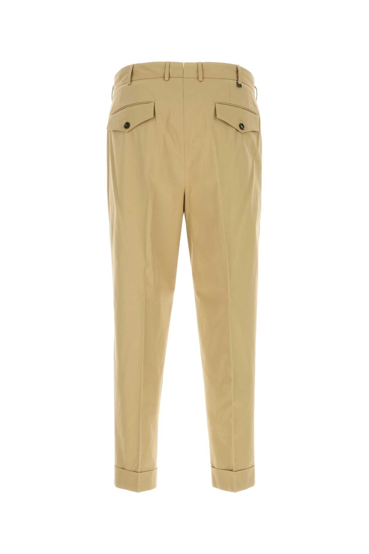 Pt Torino Beige Stretch Cotton Blend Pant In 0050