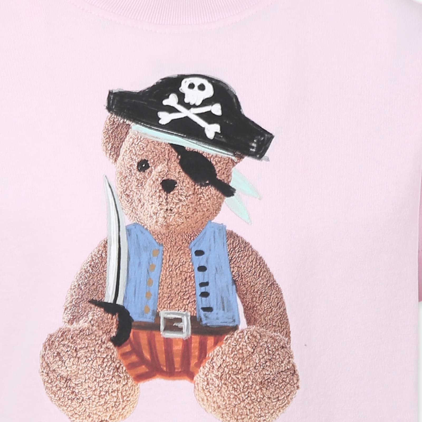 PALM ANGELS PINK T-SHIRT FOR GIRL WITH BEAR